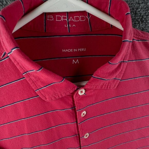 B. Draddy Men Short Sleeve Polo Shirt Striped Adult Stretch Medium Red Blue - Picture 7 of 12